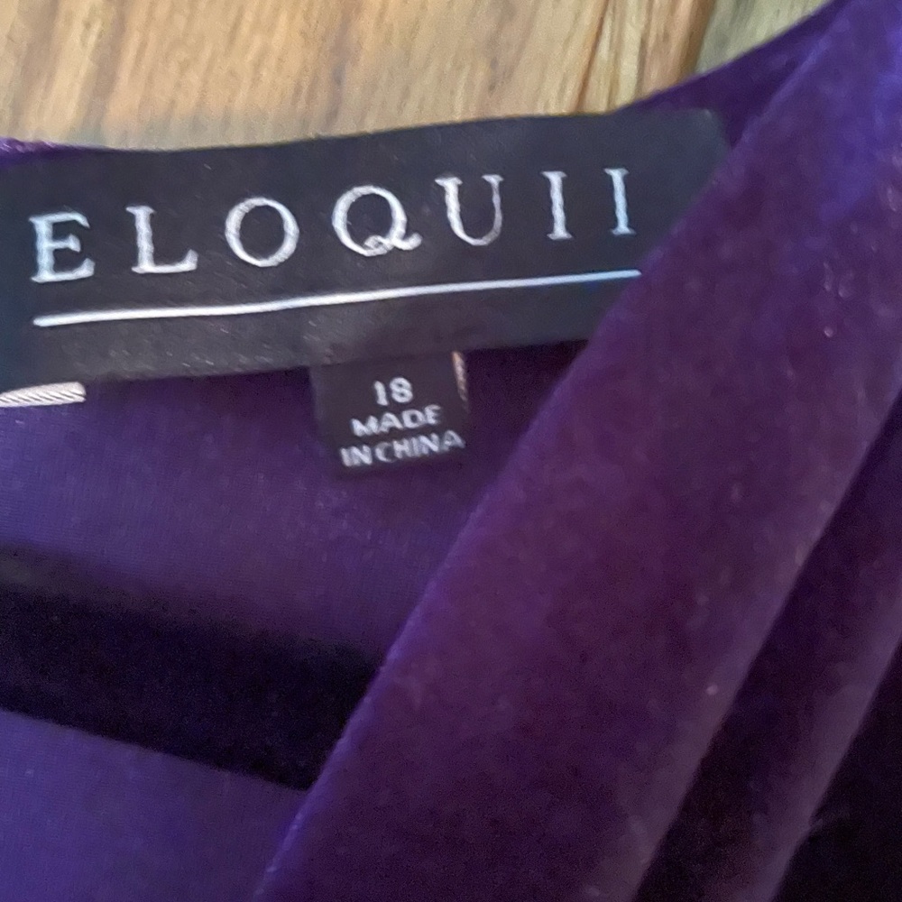 ELOQUII Purple Stretch Velvet Dress Size 18 - Picture 3 of 4